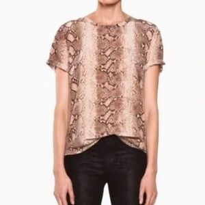 Equipment Feeme Riley Python‎ print 100% silk XSmall scoop neck popover blouse